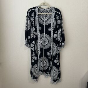 Est 1946 Cardigan Womens Size Large Aztec Embroidered Open Front Black